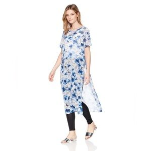 Calvin Klein Womens Floral Maxi Dress Blue White M